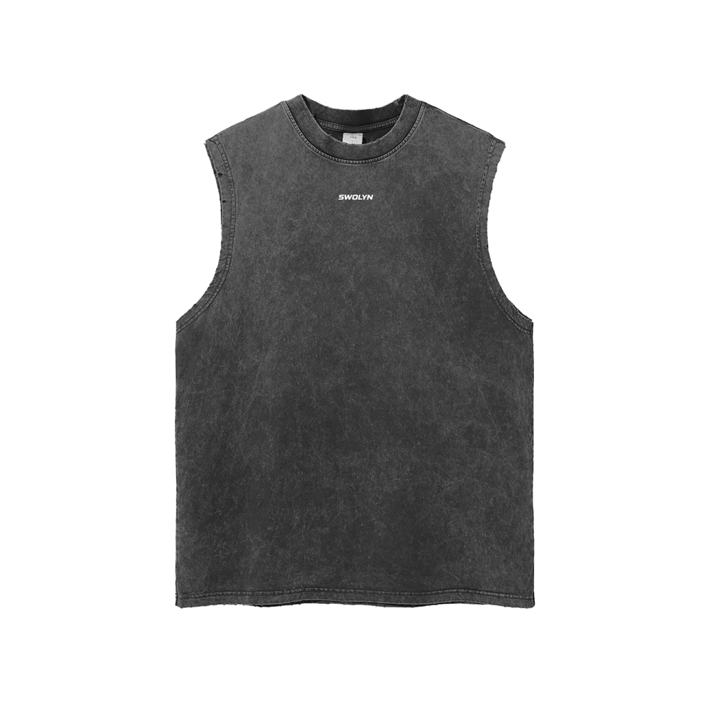 Snow Washed Frayed Hem Tank Top