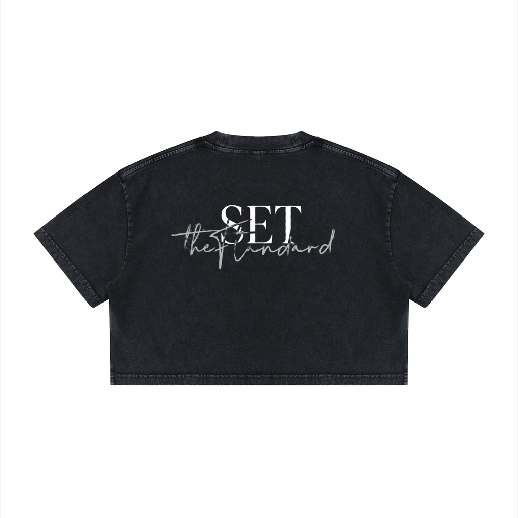 Women's Mineral Wash Cotton Crop T-Shirt